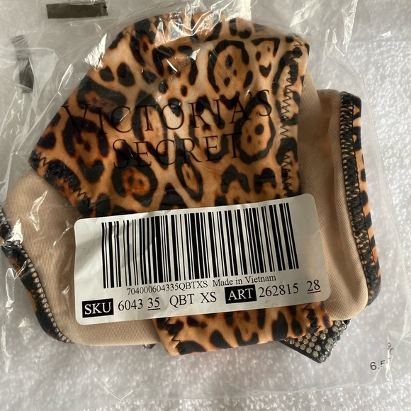 VICTORIA'S SECRET Natural Leopard Shine Strap Scoop Top Brazilian Panty Bikini - Picture 7 of 9